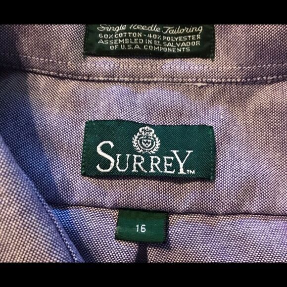 MENS Surrey Size 16 Short Sleeve Purple Shirt - Picture 4 of 4